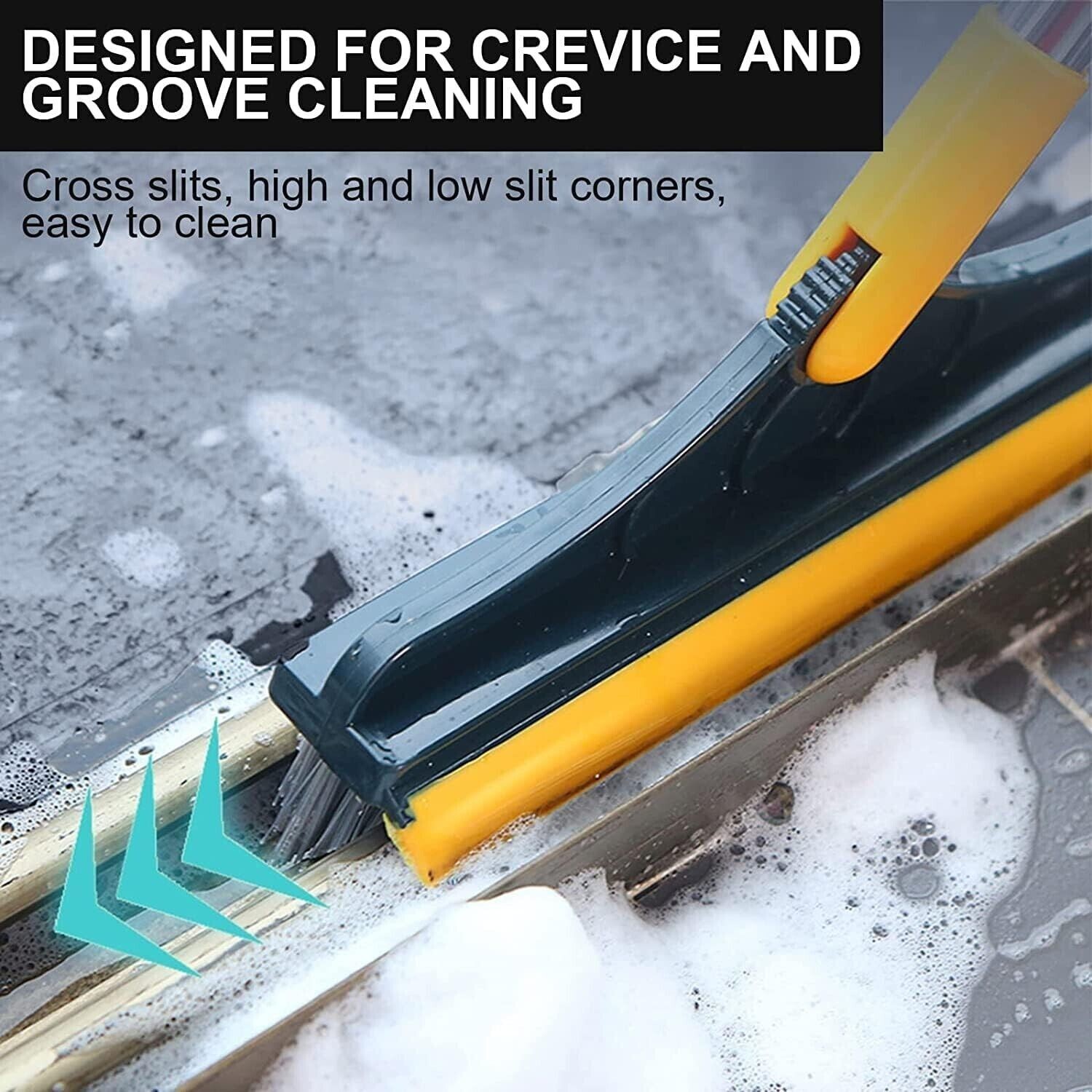 2 in 1 Floor Brush Scrubber with Grout Brush Scrape Stiff Bristle
