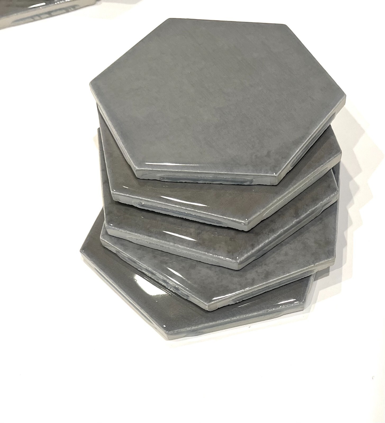 4 3/8×4 3/8 Glossy Gradient Mystique Gray Hexagon Ceramic Wall Tile (Pack of 5)