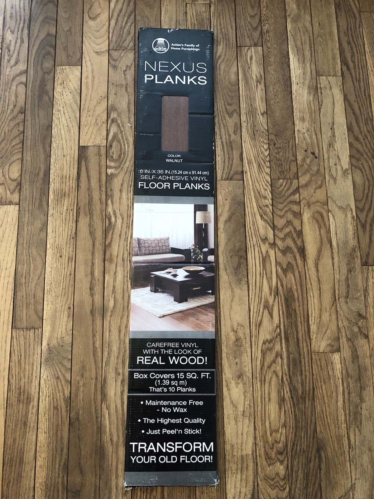 Achim Nexus 6″x36″ 1.2mm Peel & Stick Vinyl Floor Planks 10 Planks/15 Sq. Ft.