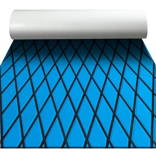 Boat Flooring – EVA Foam Boat Decking – 94″ x 15.7″ Blue With Black Lines