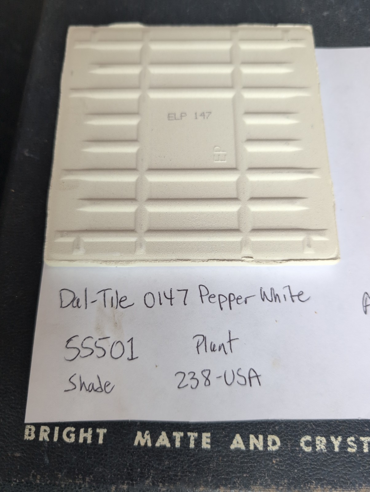 4 pcs Daltile 4 1/4″ Ceramic Tile Pepper White #0147 Black Speckled Glossy 4-1/4