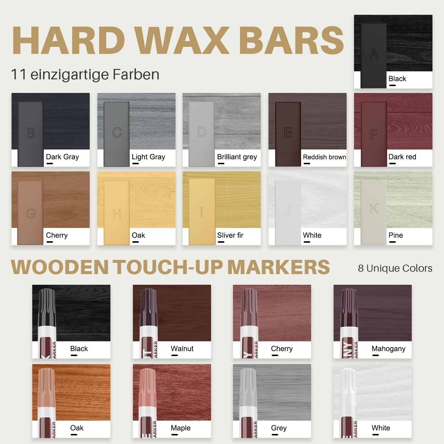 DIY Wood Furniture Repair Kit: 11 Wax Colors & 8 Markers for Instant Restoration