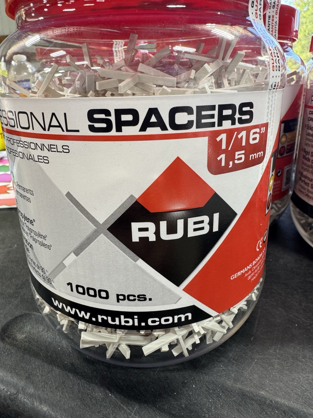 1000 Rubi 1/16” 1.5mm Professional Tile Spacers 02280 White Spain Brand New !