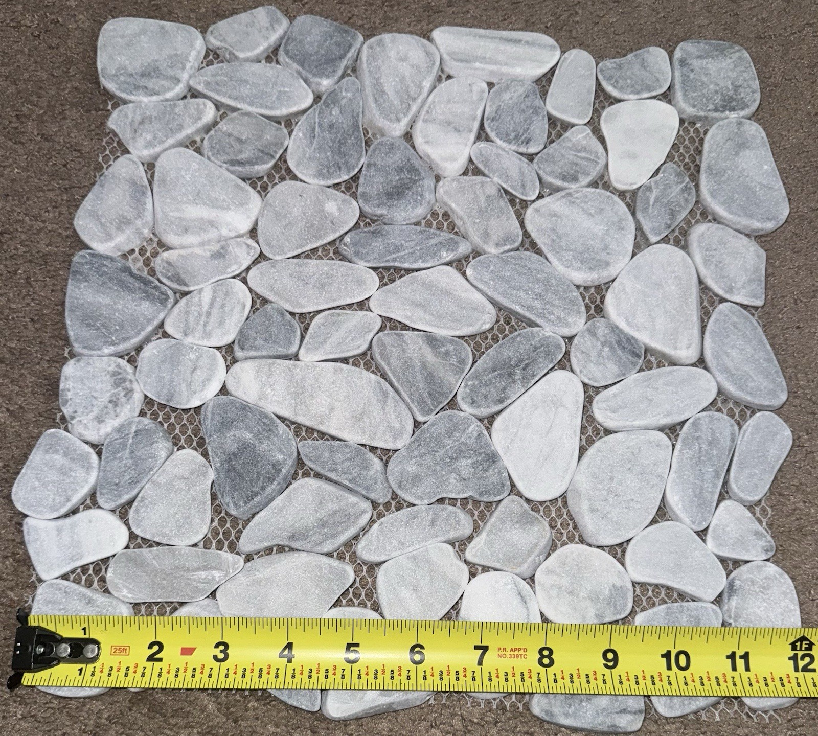 Ice Blue Pebble Honed Marble Mosaic Tile 12×12 Shower Floor Backsplash Mesh