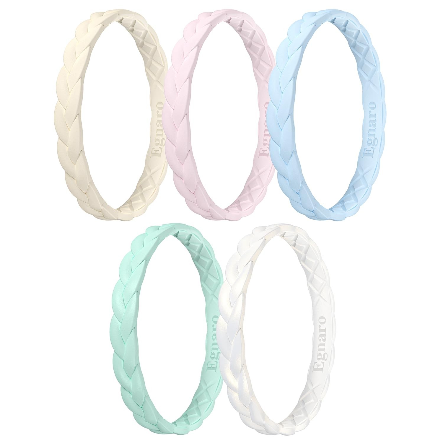 Egnaro Thin Silicone Anniversary Rings:2.5mm Wide – 2mm Thick Woven Design St…