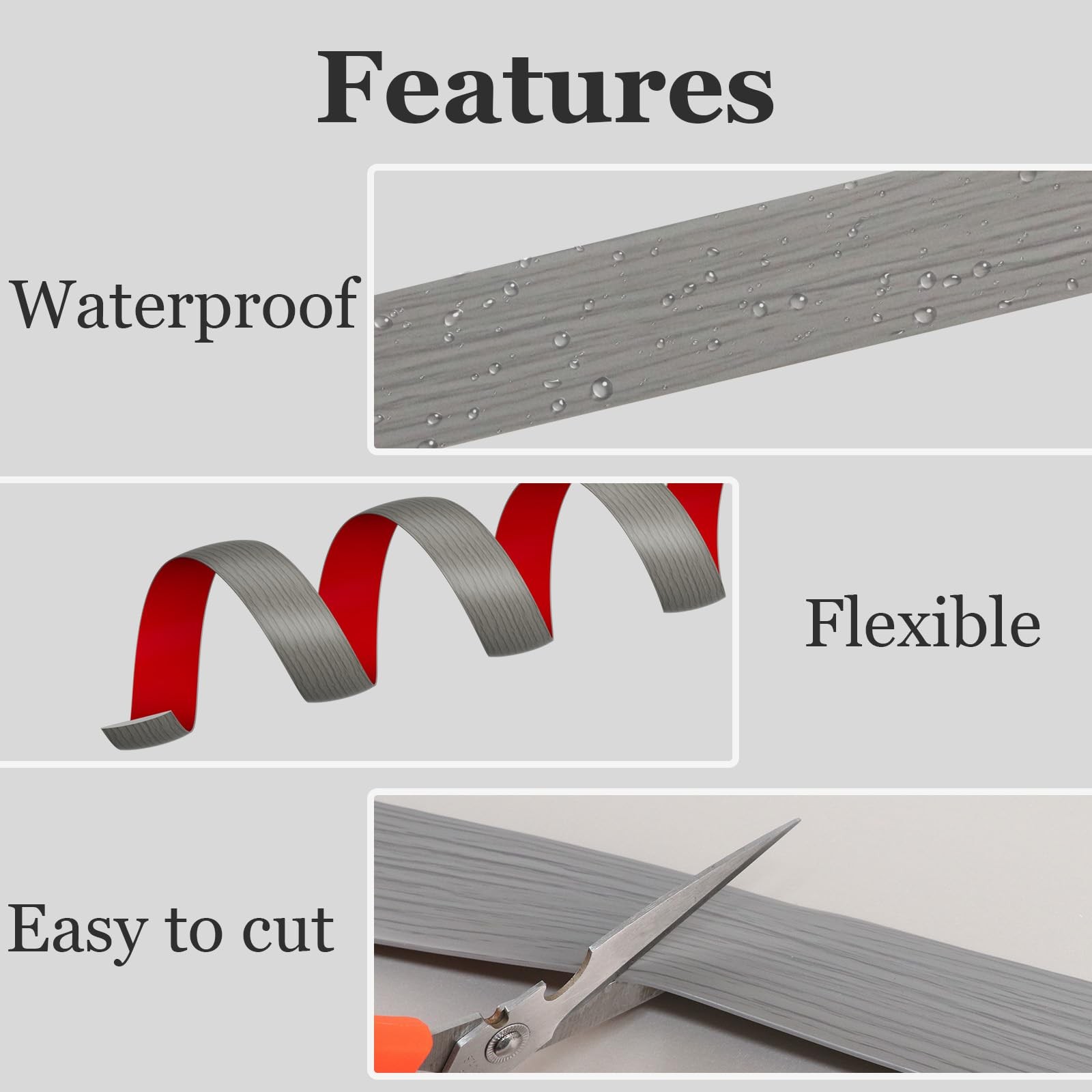 Floor Transition Strip for Carpet to Tile, Grey Wood, 4′ x 1.57″