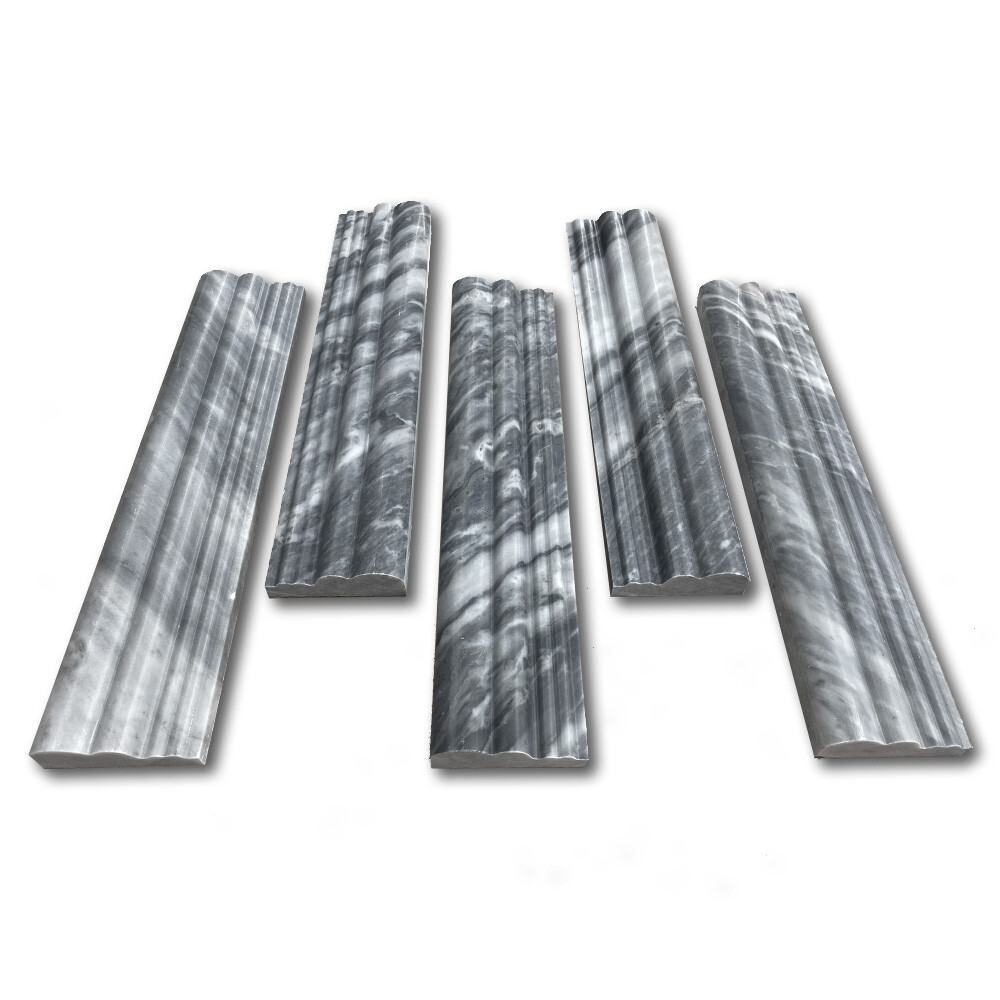 K14H Bardiglio Gray Marble 2-1/2×12 Chair Rail Trim Molding Honed
