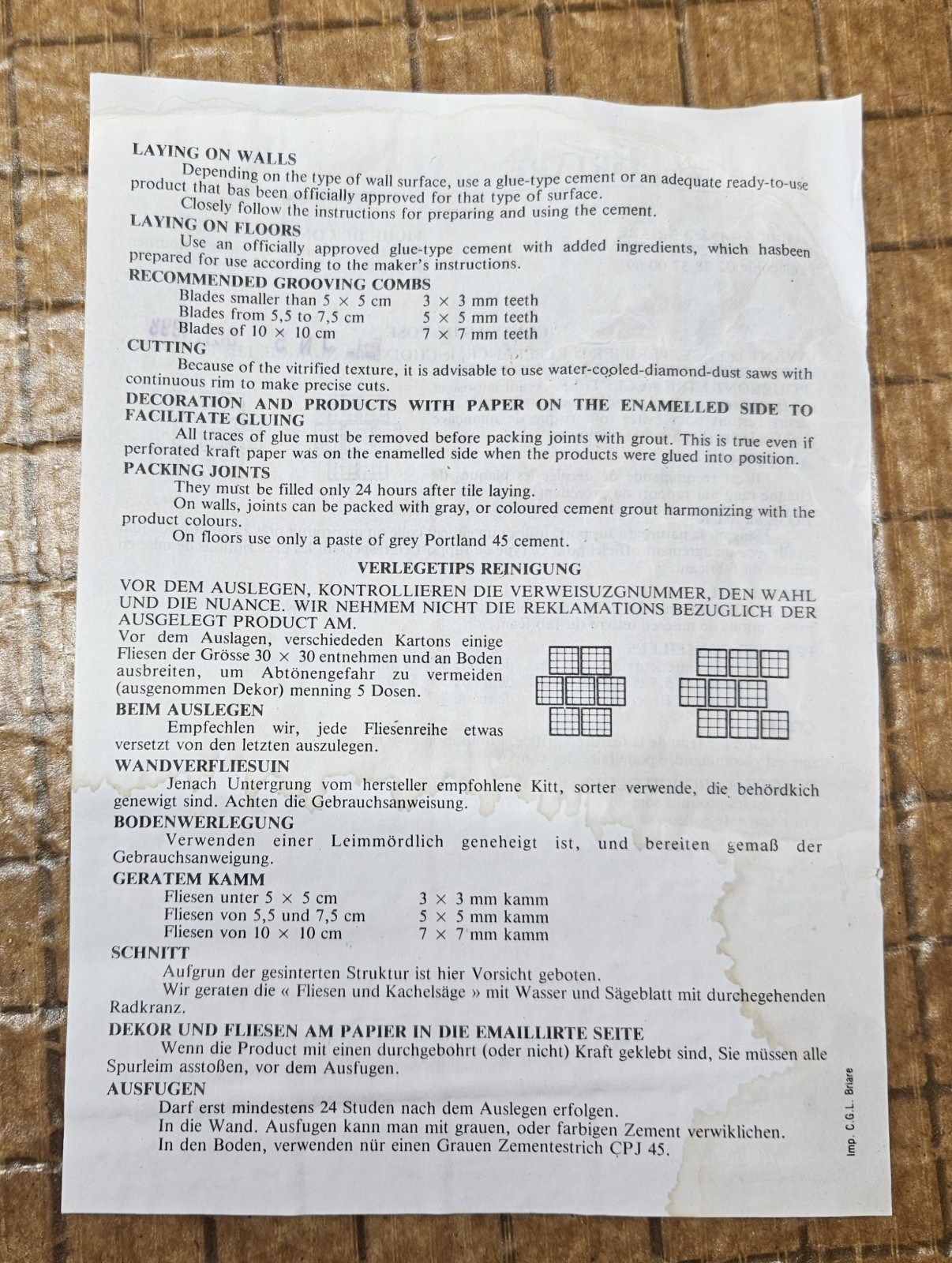 1 Sheet Emaux de Briare MARQUISES G2525 French Mosaic Tiles NOS – Many Available