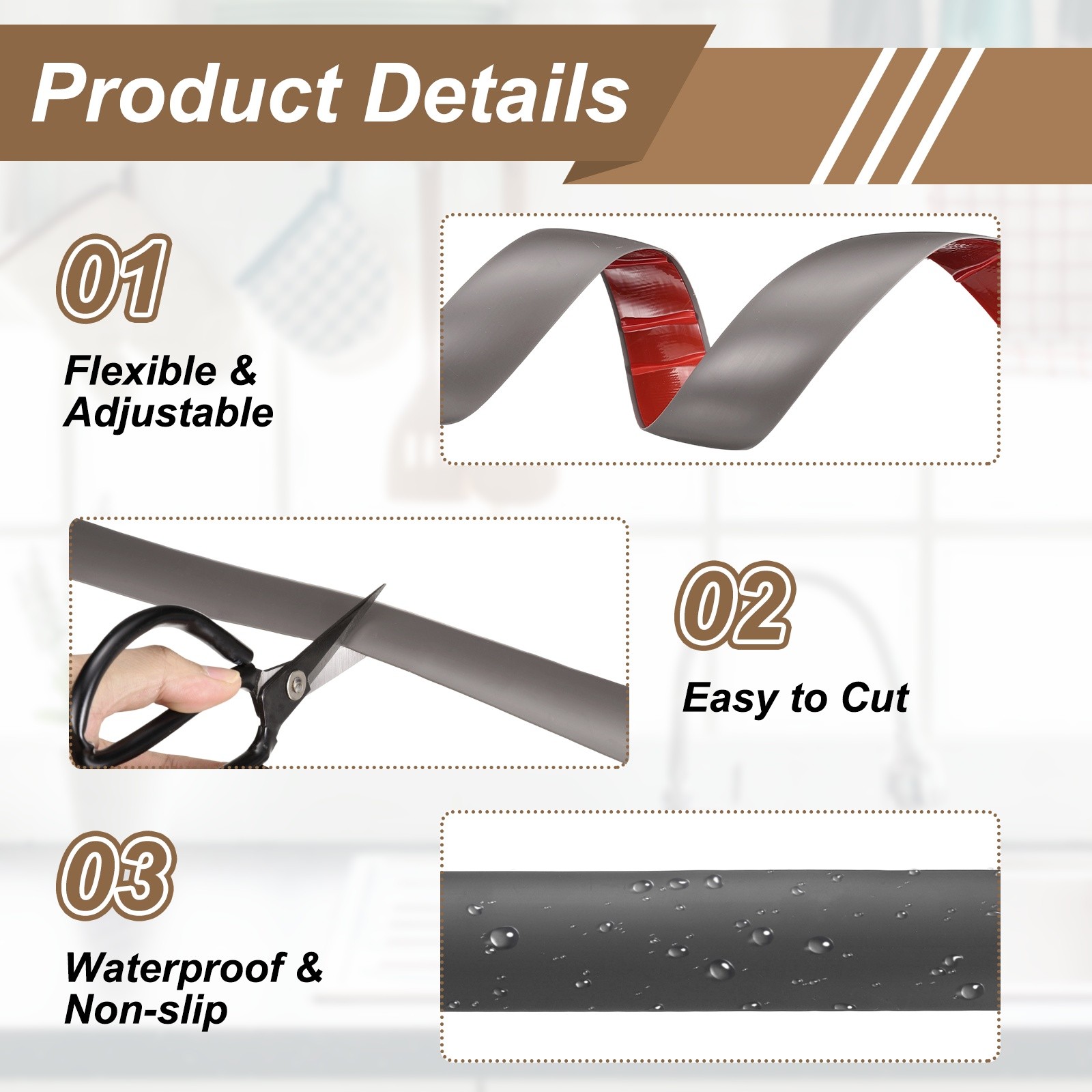 Floor Transition Strips, 3.28 Ftx1.57″ PVC Edging Trim, Dark Gray