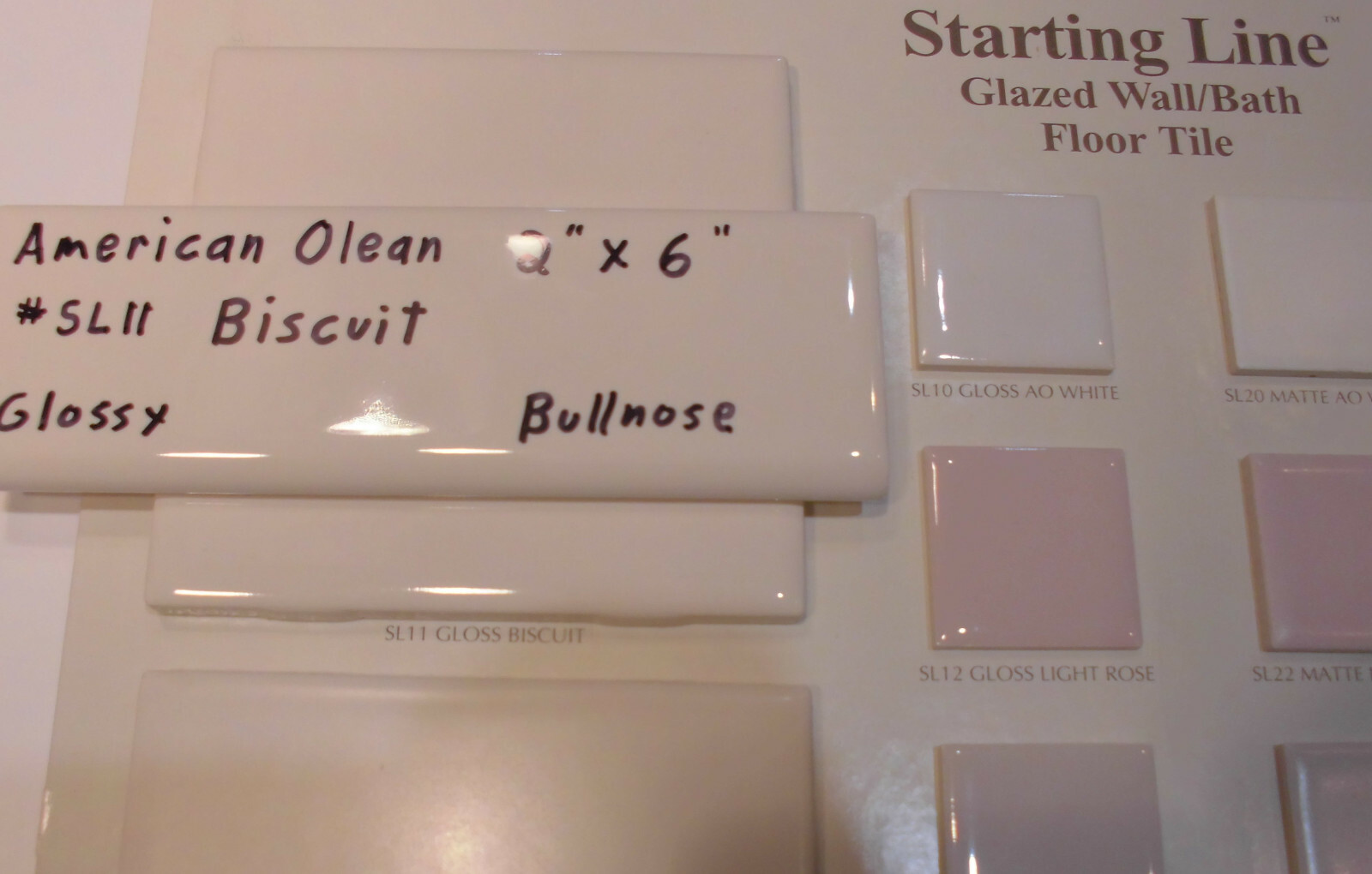 1 pc. Gloss Biscuit: 2″ X 6″ Surface Bullnose Ceramic Tile, by American Olean