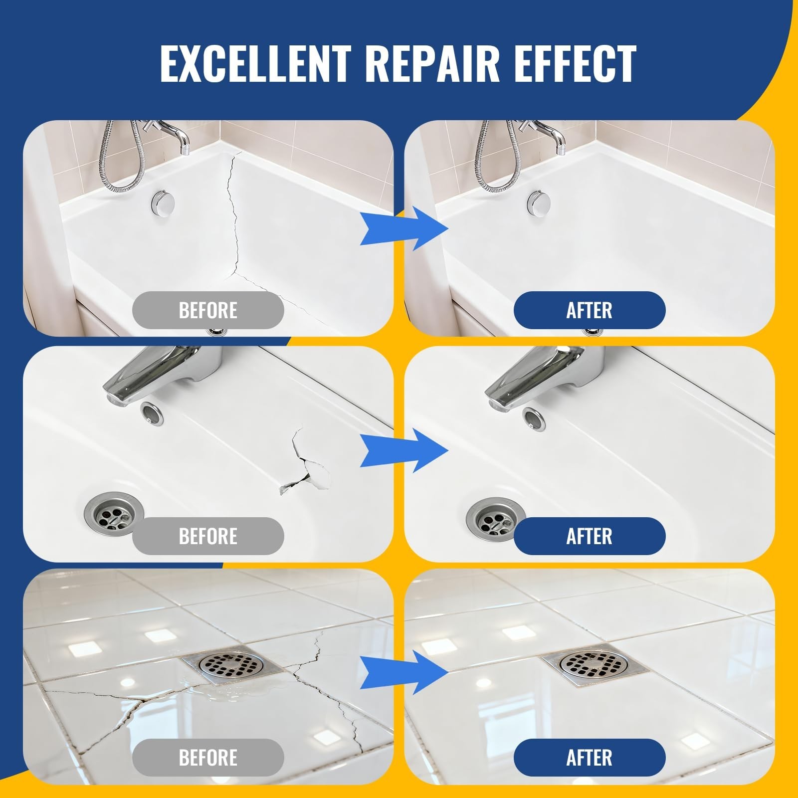 Porcelain Repair Kit White,Tub Chip and Bathtub Repair Kit for Chips, Cracks,…