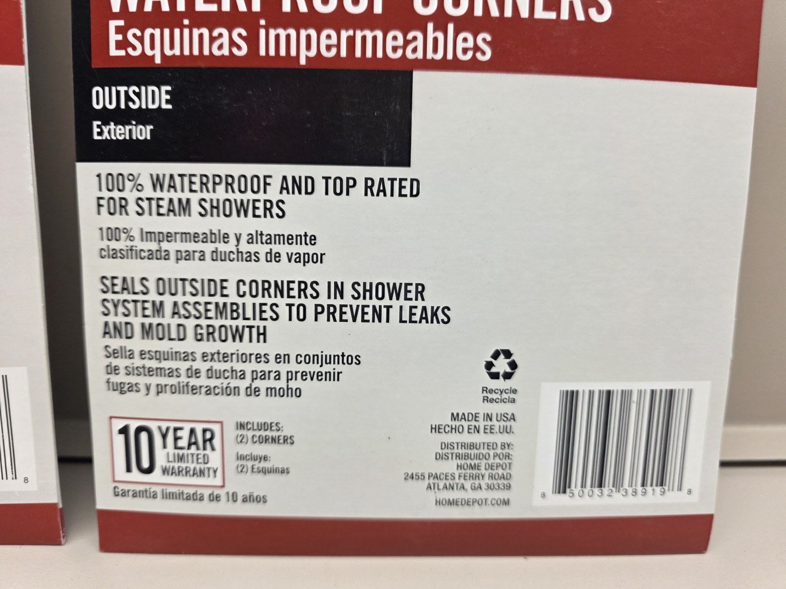 (2) NEW Watershield Shower System Pre-formed 90° Waterproof Outside Corners 2PK