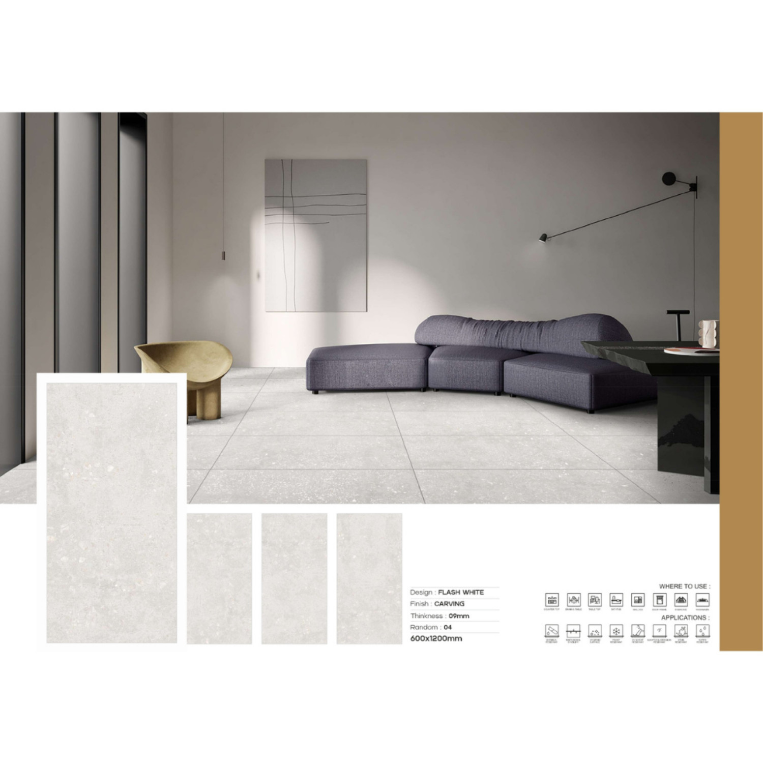 My Luxury Flooring MK CARVING Flash White Porcelain Tiles – 24×48 In Beige Tile