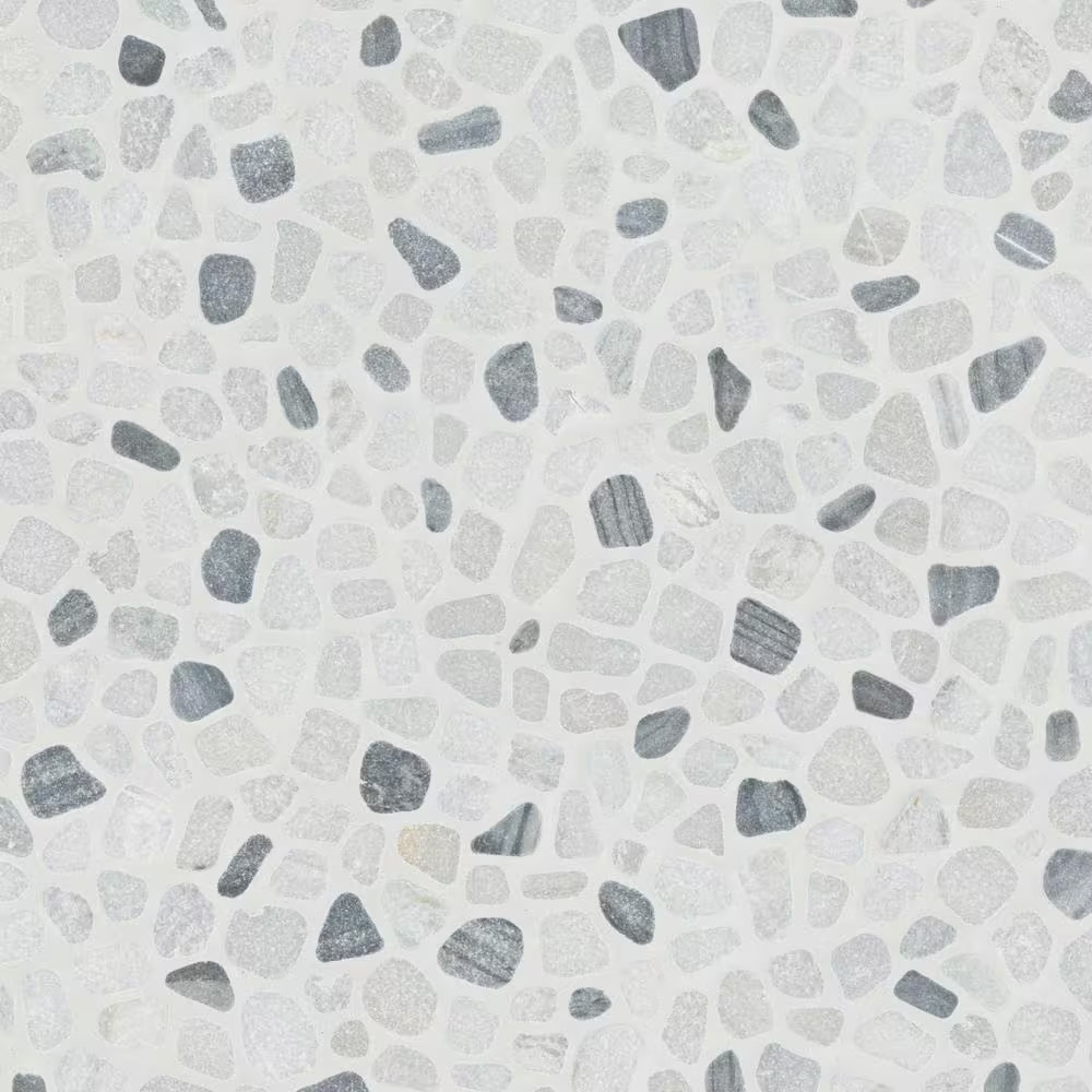 Black and White Pebbles 12 In. X 12 In. X 10 Mm Tumbled Marble Mosaic Tile (0.9