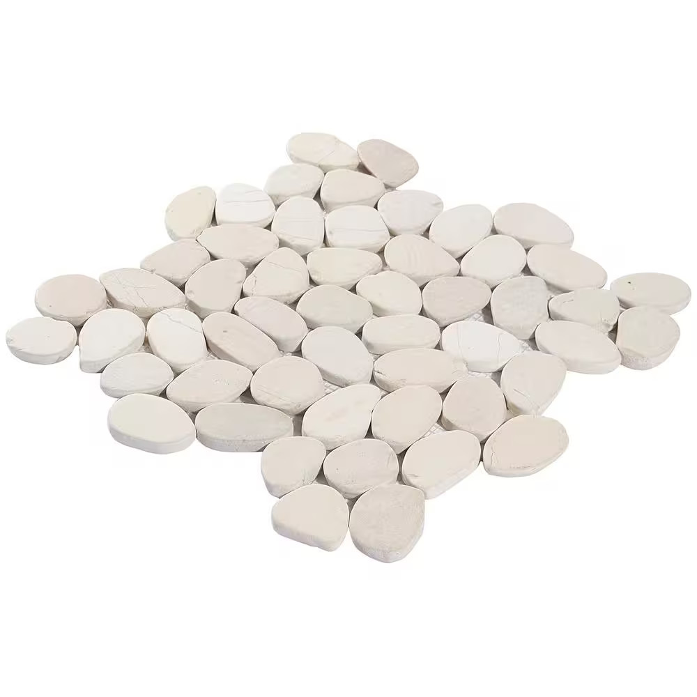 Countryside Sliced round 11.81 In. X 11.81 In. White Floor and Wall Mosaic (0.97