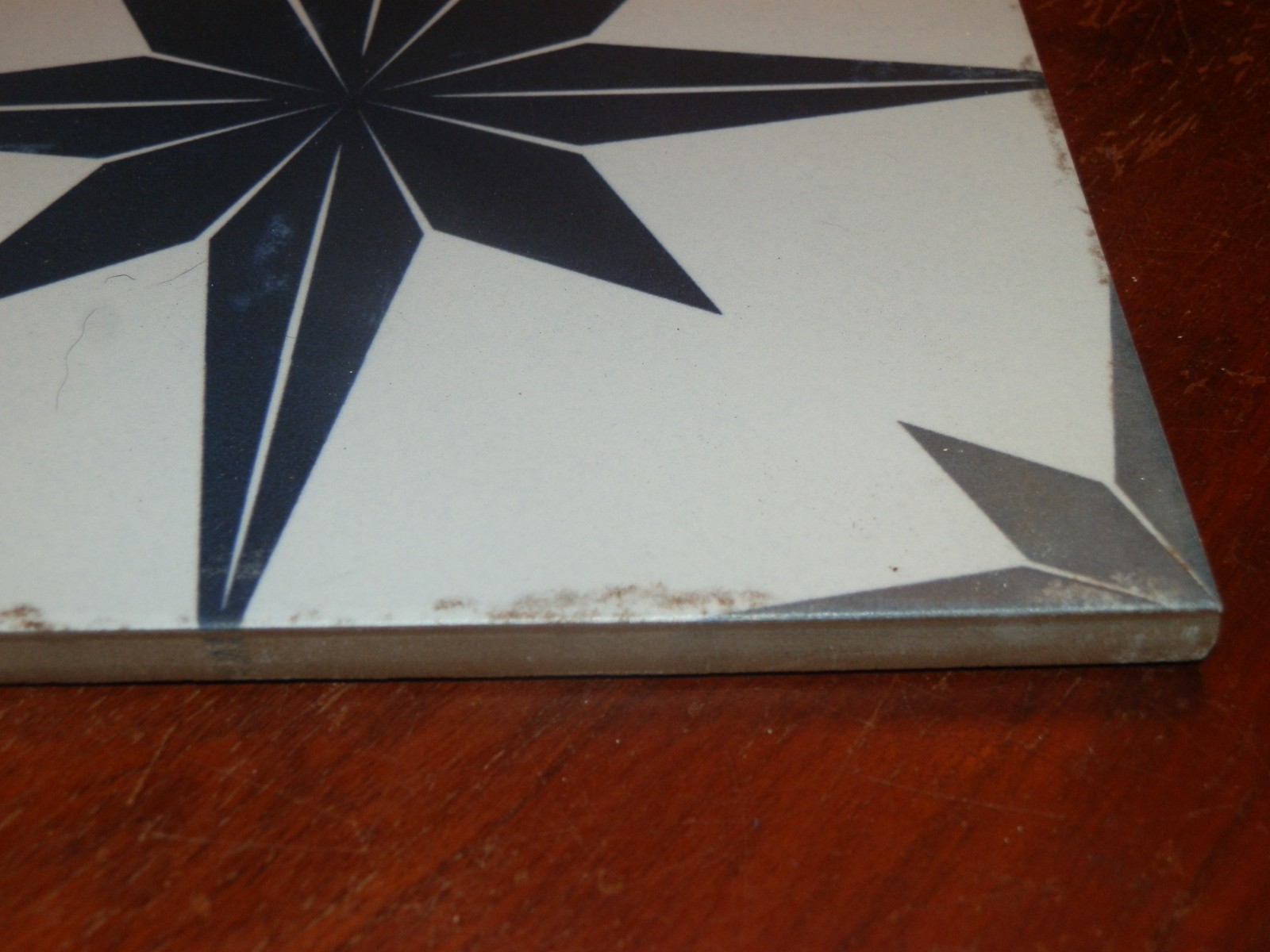 Nautical Star Blue Gray Ceramic Floor Tile: 8″ X 8″ Actual 7-13/16″ Made/Turkey