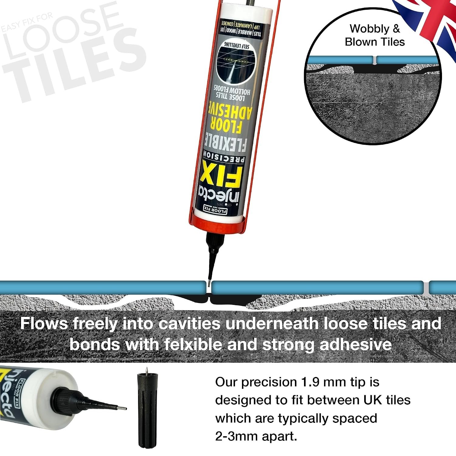 Tile Repair Made Easy – DIY Adhesive Kit for Ceramic, LVT & More, 10.1 fl oz