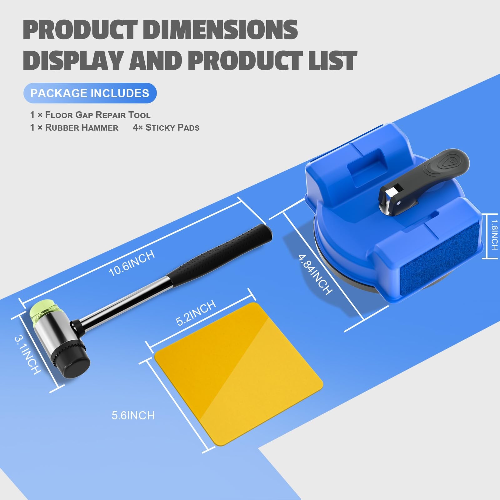 2PCS Floor Gap Fixer Tool, 2026 New DualSide Striking Vacuum Suction Plank Ga…