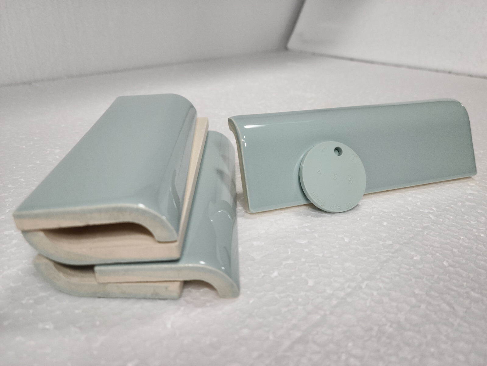 Seafoam Green Ceramic Tile Mud Cap Backsplash Subway Mudcap Mid Century Modern