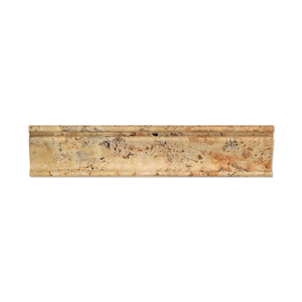 Scabos Travertine Crown Mercer Trim Molding, Honed