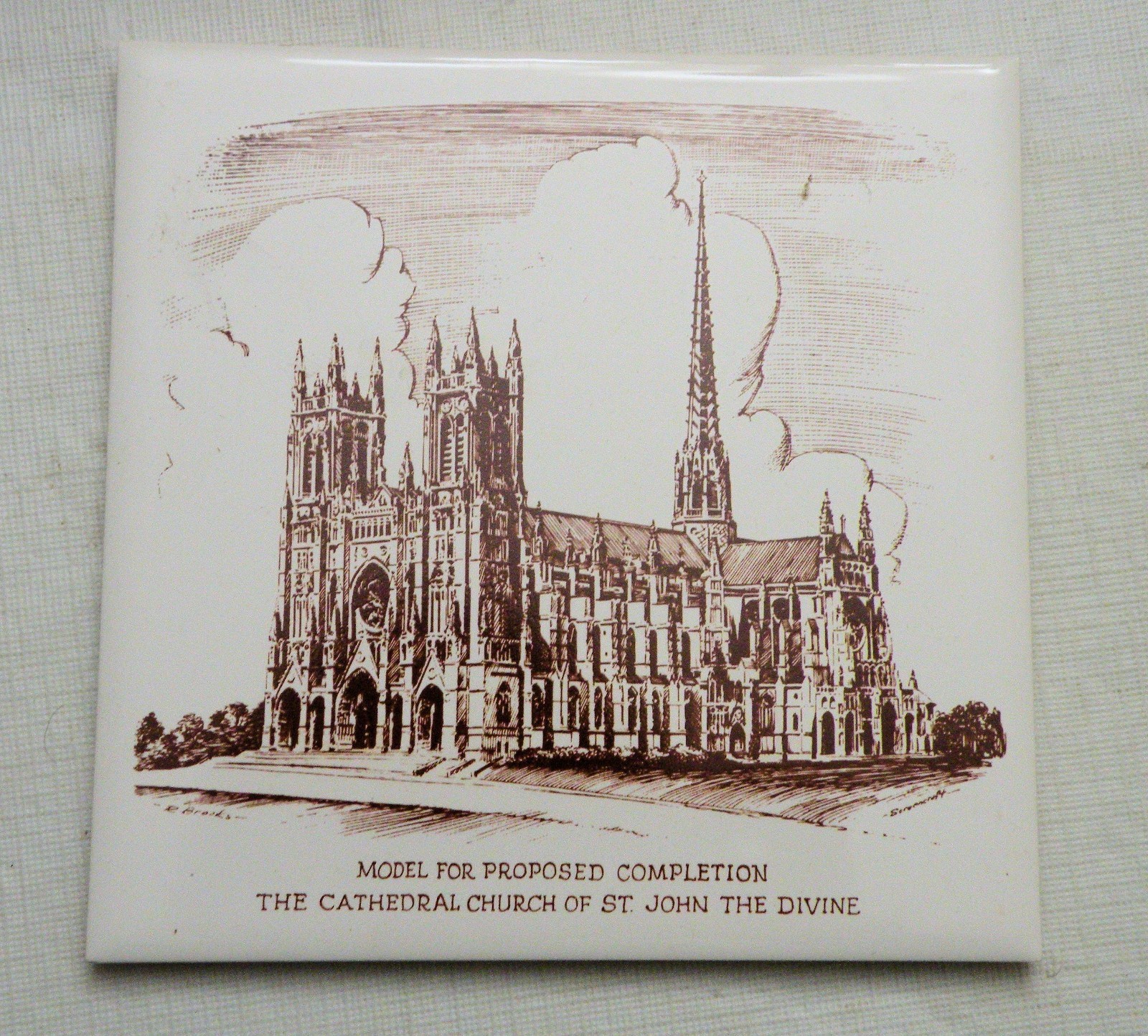 Decorative Ceramic Tile, Model..Completion..Cathedral Church..St. John..Divine