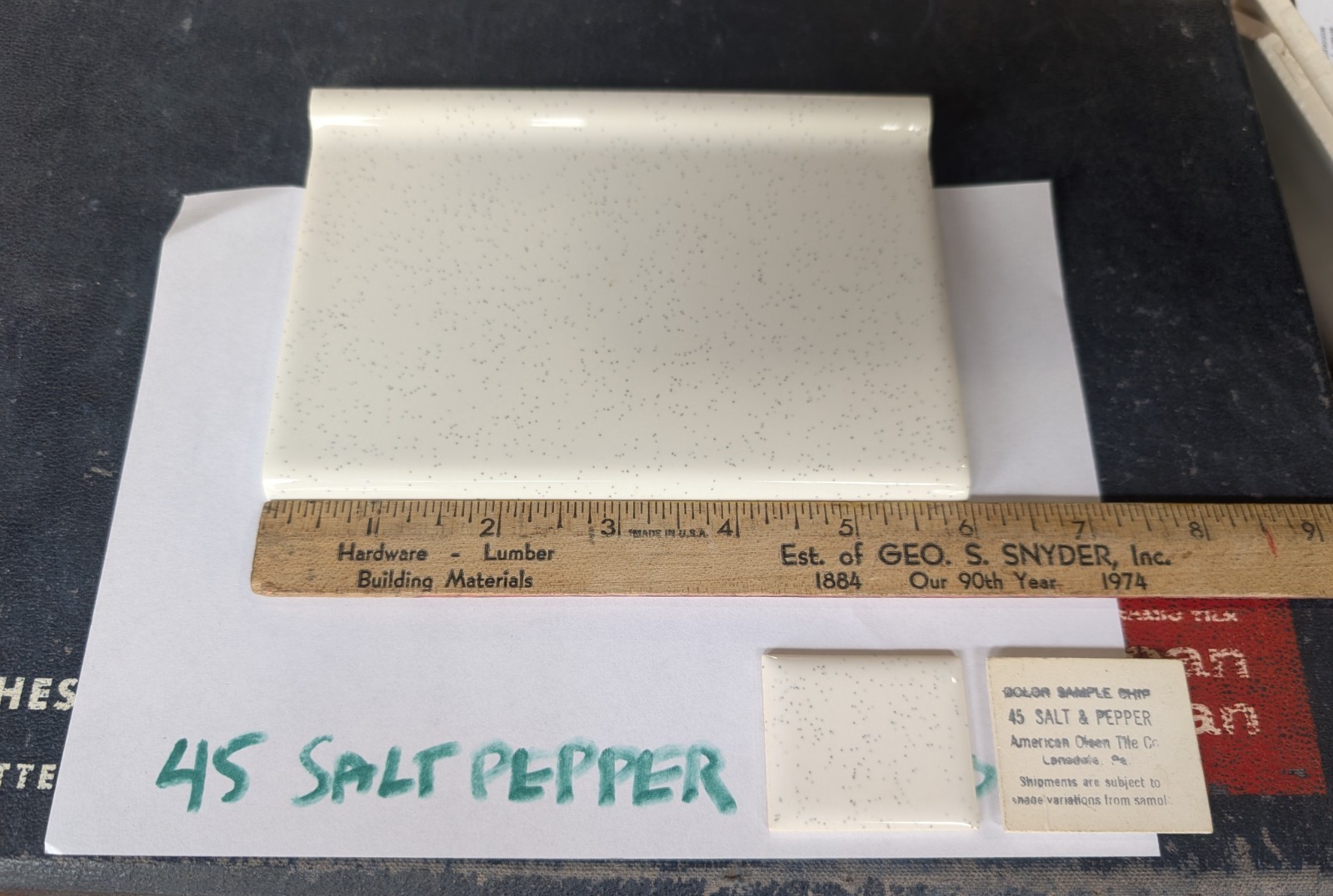 1 Pc American Olean Salt & Pepper #45 S3419T Ceramic Tile Cove base 4-1/4″ X 6″