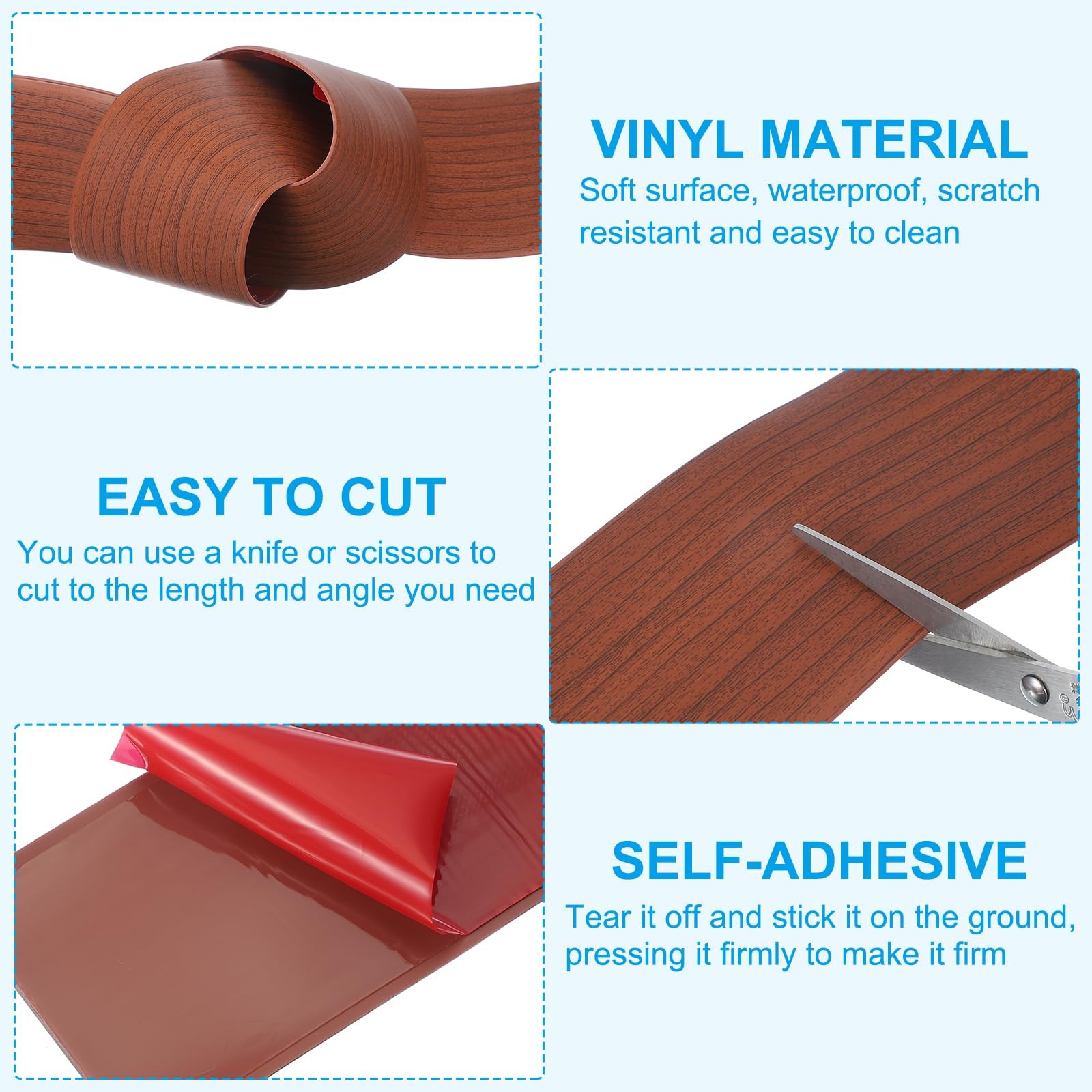 PATIKIL Self Adhesive Floor Transition Strip 10 ft x 3″ Vinyl Flat Divider Fl…