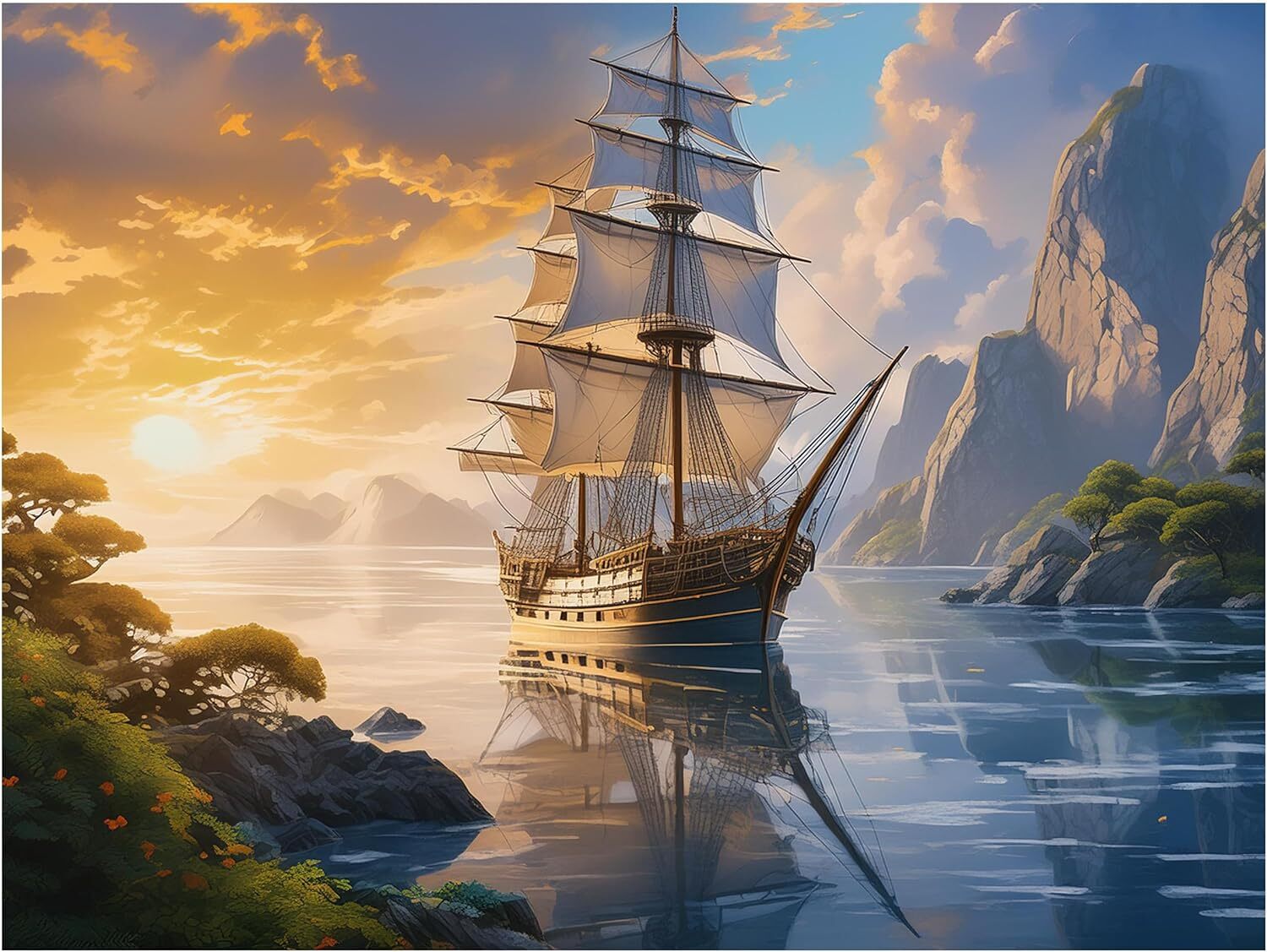 Tile Mural Sailing Ship Seascape Kitchen Bathroom Wall Backsplash Marble Ceramic
