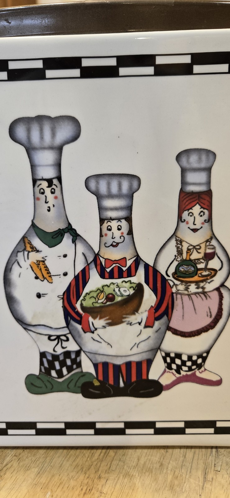 Ceramic Trivet Art Tile Fat Chef Black, White & Red 8″