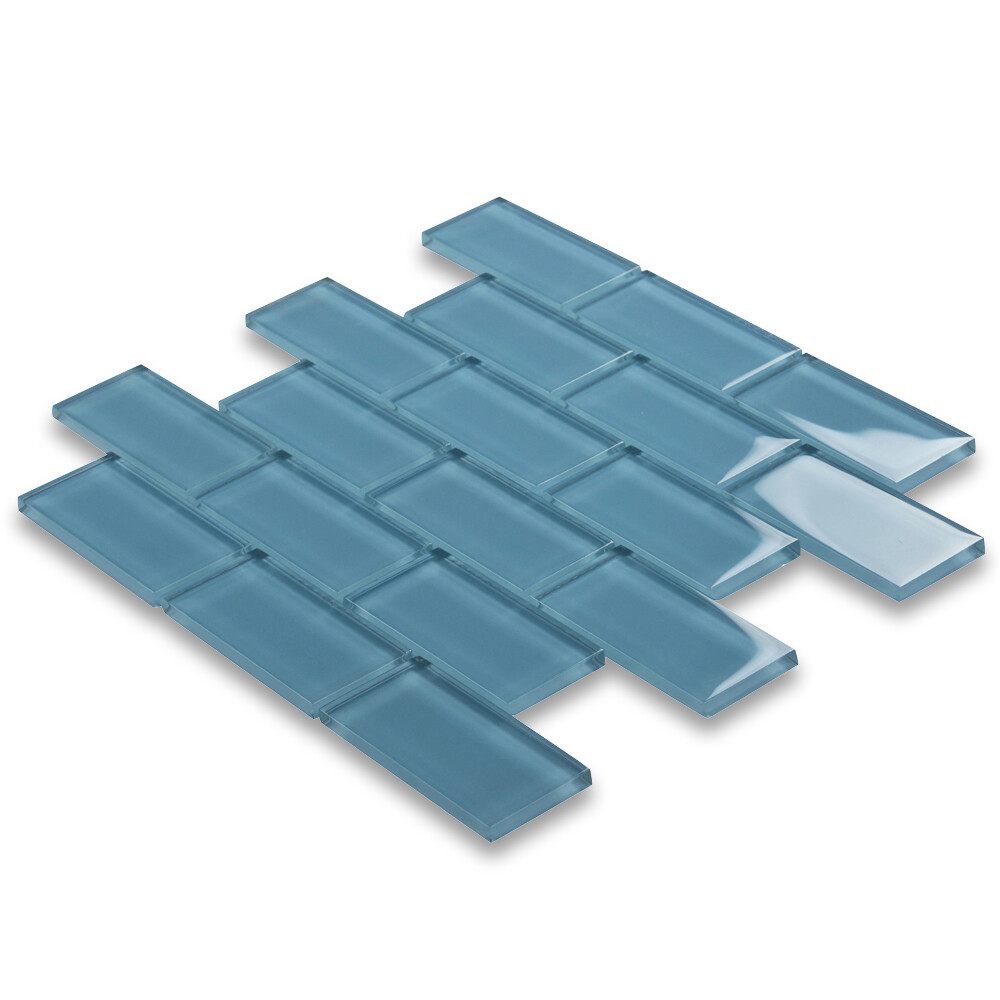 A64004 Glass Mosaic Tile Country Blue 2×4 Subway Tile Kitchen Backsplash