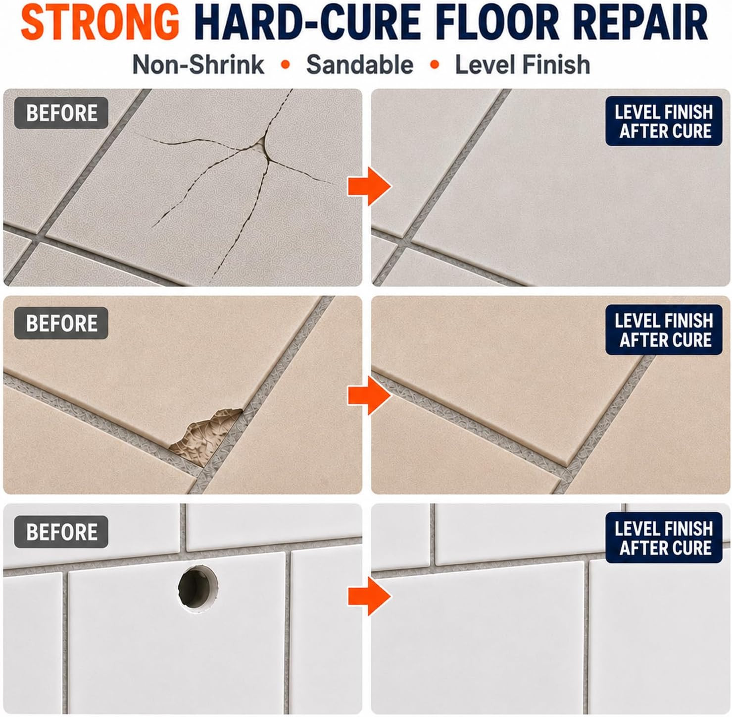 Tile Repair (Color Match), Ceramic & Porcelain Epoxy Putty for Floor | for Chip