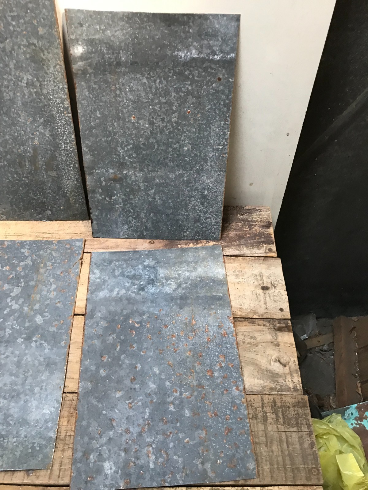 10 Rusty Galvanized Patina Sheet Metal 12″ x 7 1/2 – 8″ Wall Tile Art Garden (D)
