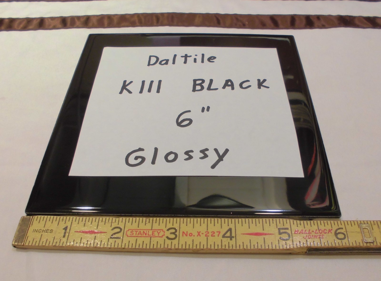 2 pcs. Glossy Ceramic Tiles *Kohler Black – #K111 Black* 6″ X 6″ by Daltile; NEW