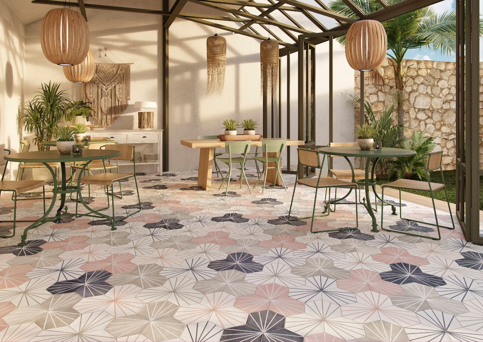 Industry Tile 9×10 Palm Bays Hexagon Light Blue Porcelain Tile (8.08 Sq. ft/Box)