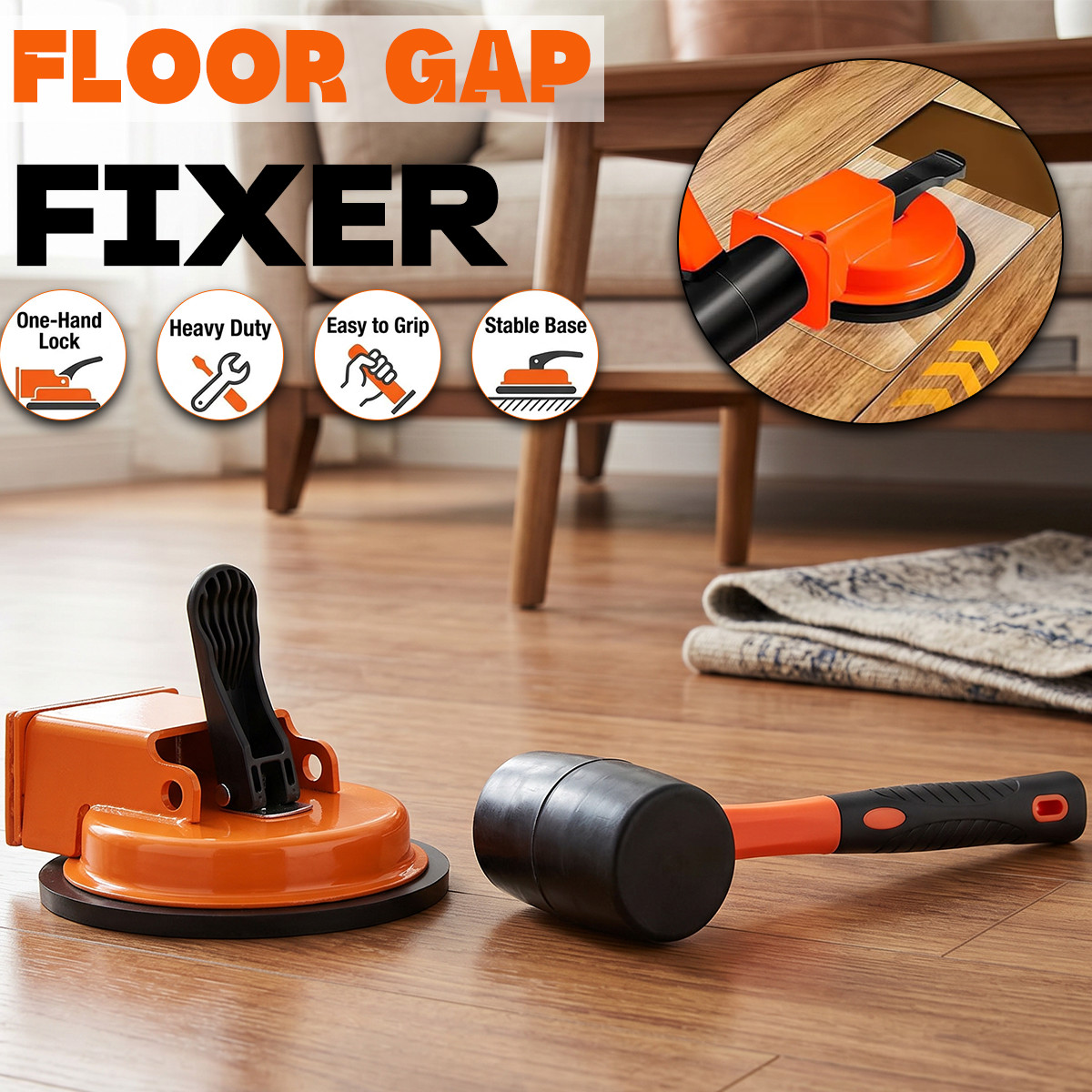 Floor Gap Fixer Tool with Suction Cup for Hardwood-Laminate and Vinyl Flooring