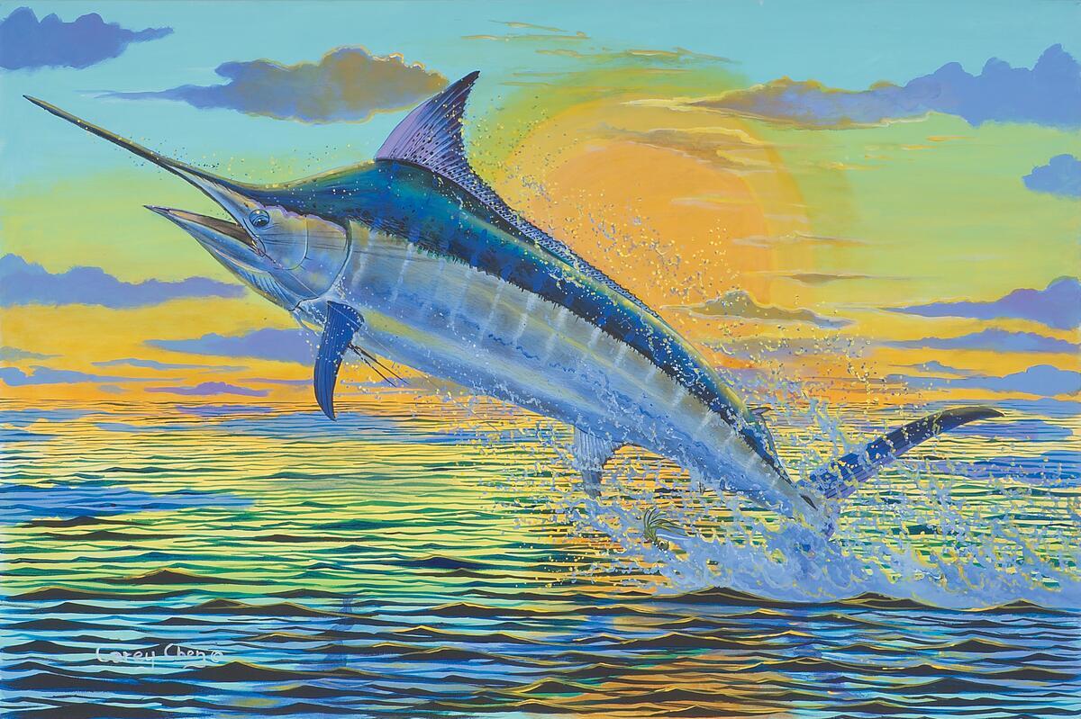 Ceramic Tile Mural Bathroom Backsplash – Guatemala Blue -Marlin Ocean Sea Art