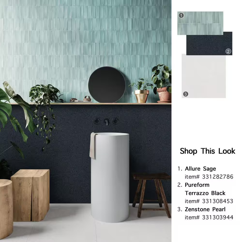 Spanish Allure Porcelain 12 In. X 24 In. X 9Mm Wall Tile Case – Sage (5 PCS, 10.