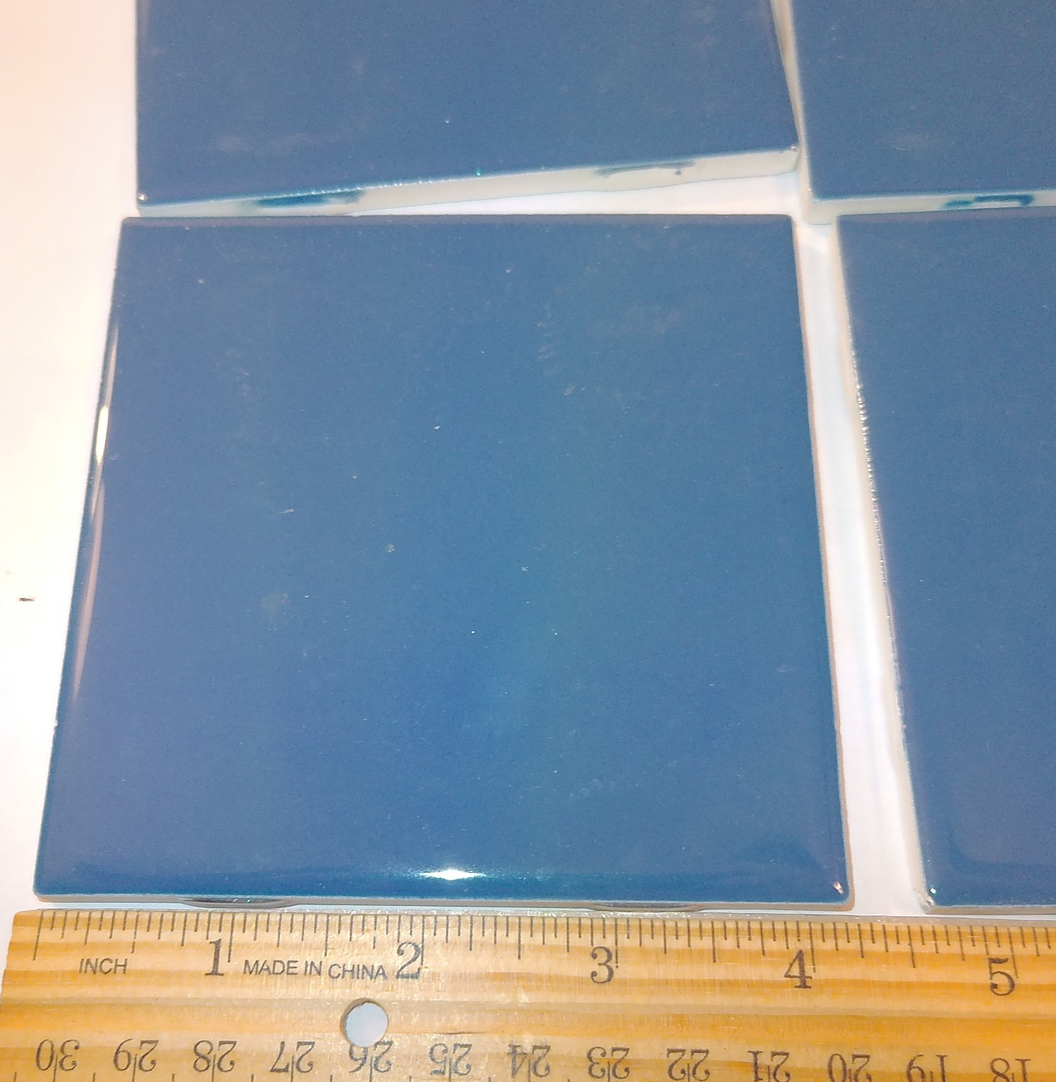 Glossy Ceramic Tile Blue 4.25″ X 4.25″ New old stock Lot of 4 Country Blue