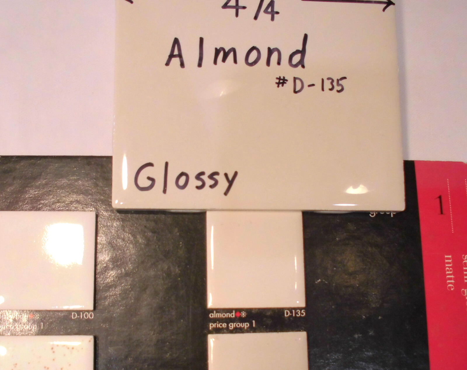 1 pc. *Almond #D-135* 4-1/4″, Glossy Ceramic Tile by Daltile Co. New Stock