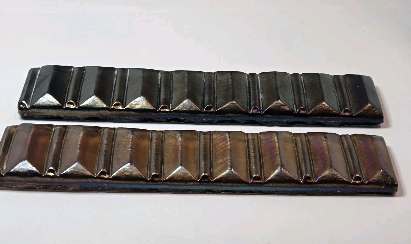 Oceanside Glass Tiles (6) Iridescent Vanishing Point Liner Crafting/Glasswork