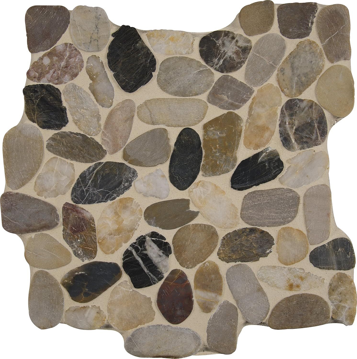 Tumbled Quartzite River Rock Mosaic Tile for Kitchen & Bath, 12″x12