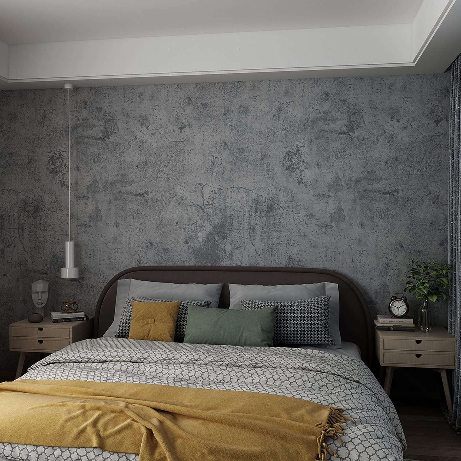 3yecao 31″×354″ Extra Wide Thick Blue Grey Black Concrete Wallpaper Peel an