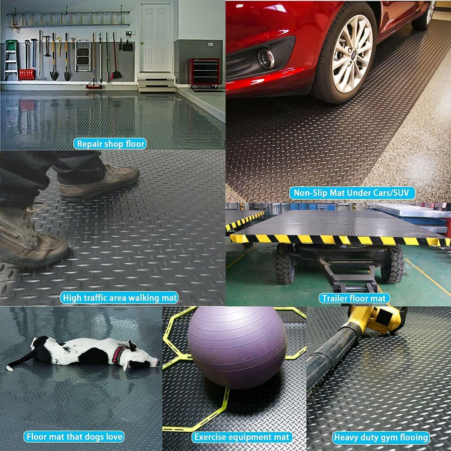Garage Floor Mat Vinyl Flooring Roll Trailer Floor Covering Flooring Raised Mat