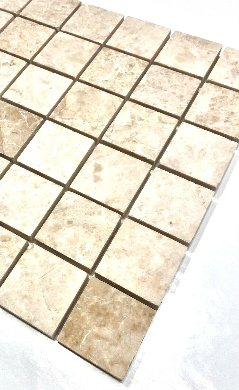 Cappucino Beige Marble 2×2 Brushed Straight Edge Tile Backsplash Floor Wall