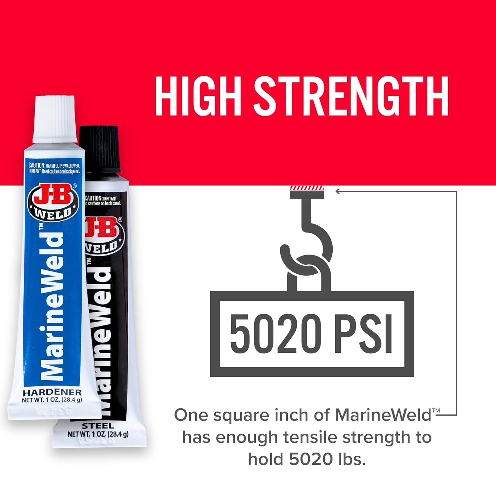 MarineWeld Marine Epoxy 2 oz Waterproof Repair Marine Watercraft Metal Plastic