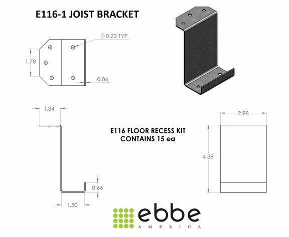 Ebbe Subfloor Recess Kit – Lowering System Bracket Barrier Free Shower Joist