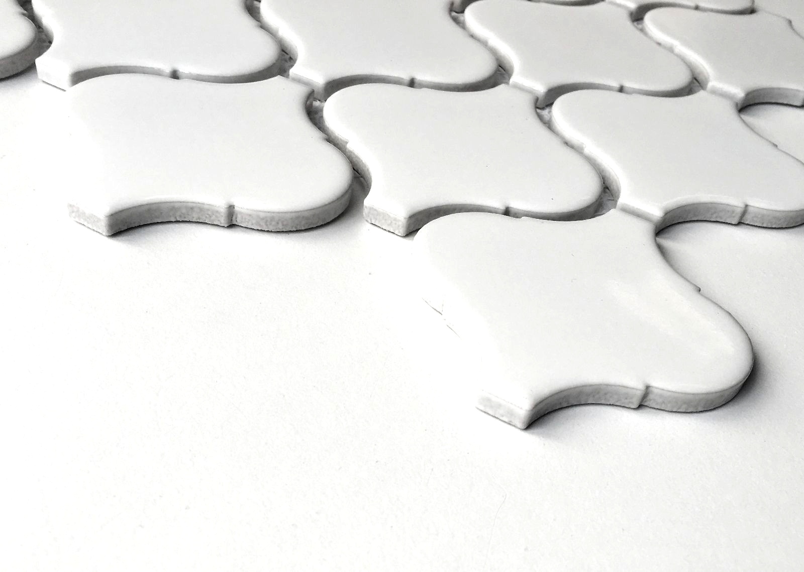 White Glossy Lantern Arabesque Porcelain Mosaic Tile Wall and Floor Backsplash