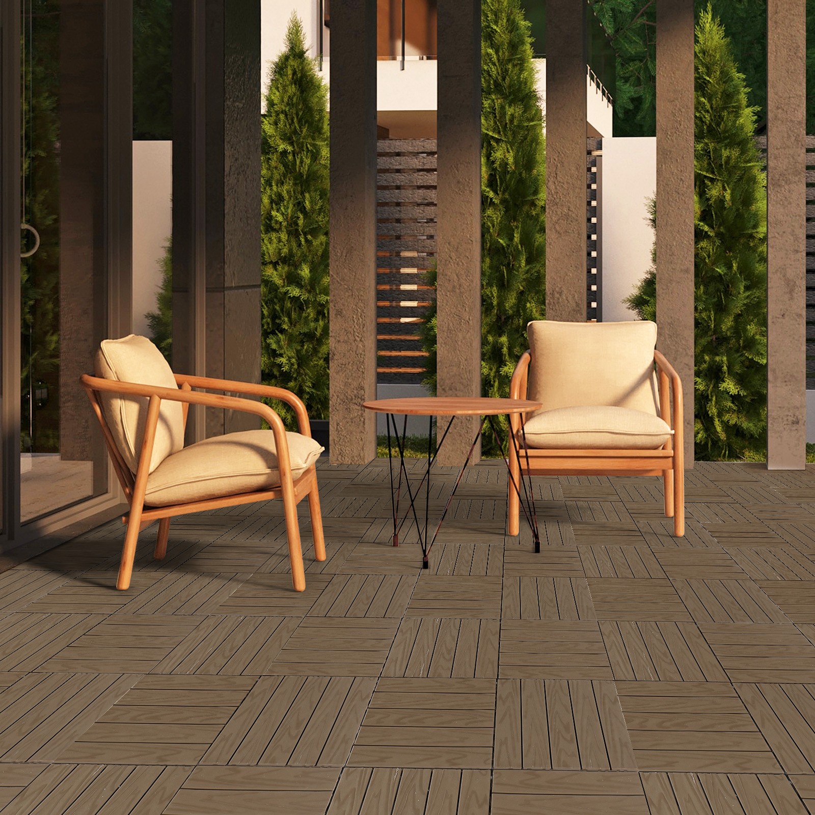 27PCS Interlocking Deck Tiles 12 x 12in Waterproof Flooring Tiles for Outdoor