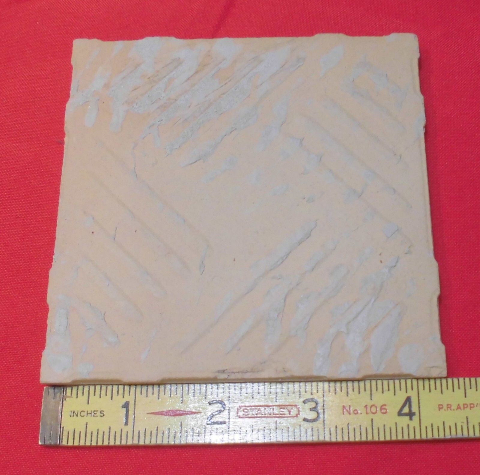 1 pc. Coral Pink #730 by Romany Tile Co. 4-1/4″ Glossy Ceramic from 1940’s Used