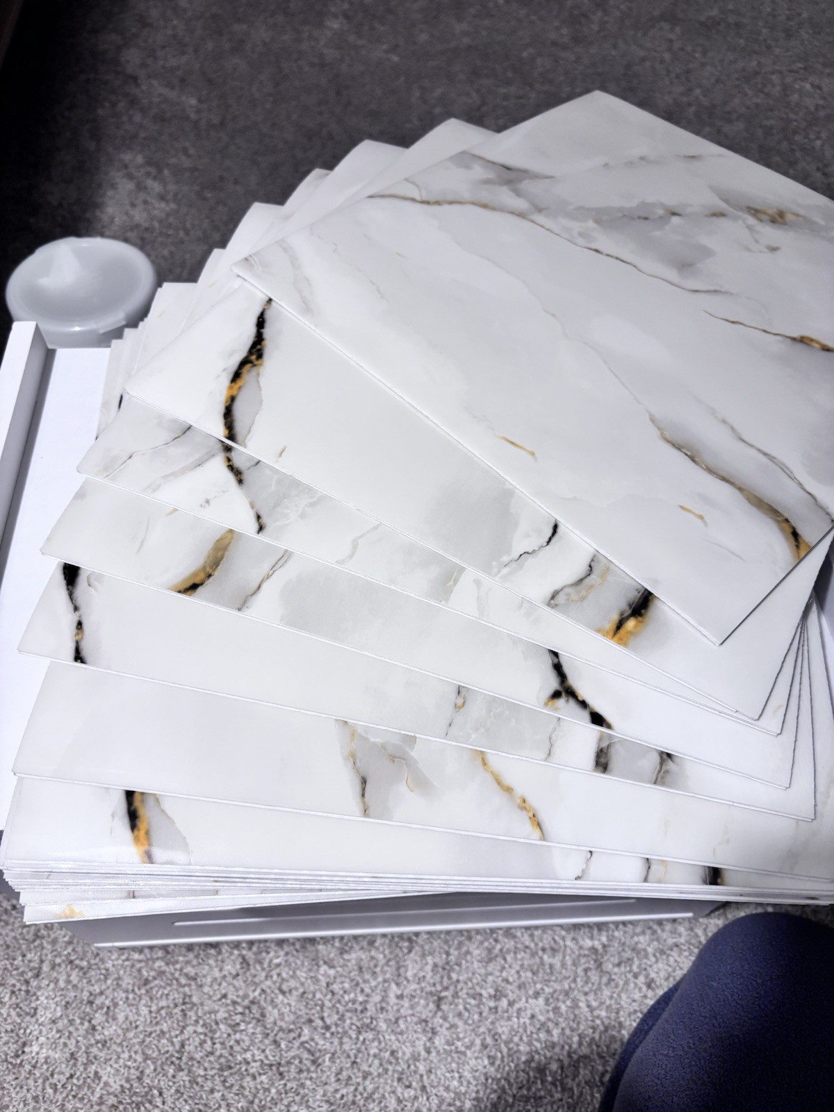 20pcs Marble Peel and Stick Waterproof PVC Shower Wall Panels Bathroom Backsp…